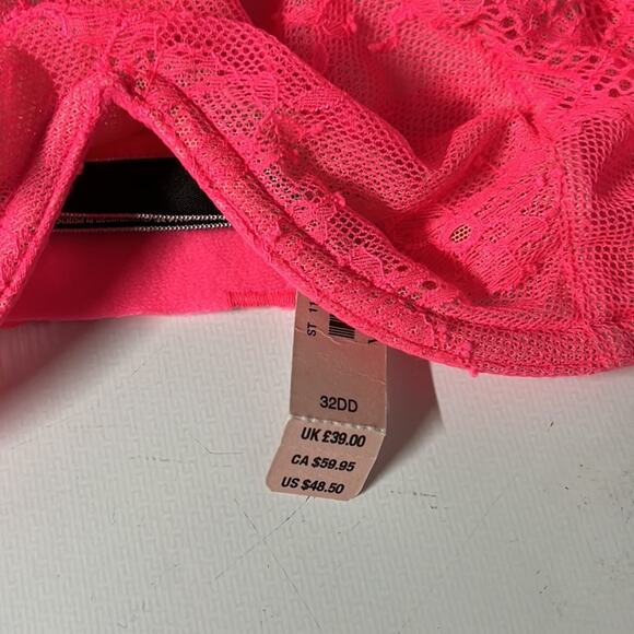 New Victorias Secret very sexy high neck lace unlined logo bra 32D - Picture 5 of 11